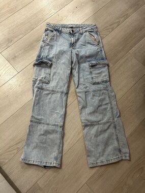 art class Washed Blue Cargo Jeans for Kids